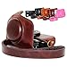 First2savvv XJPT-G7X-10 dark brown full body Precise Fit PU leather digital camera case bag cover with should strap for Canon PowerShot G7X