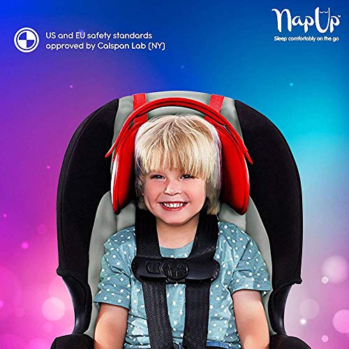 NapUp Child Car Seat Head Support - A Comfortable Safe Sleep Solution (Red).