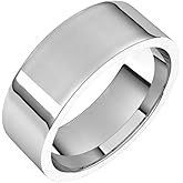 Sonia Jewels Solid 10k White Gold 7mm Flat Comfort Fit Wedding Band Ring Classic Plain Traditional - Size 8