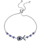 HOLLP Blue Ribbon Awareness Jewelry Colon Cancer Warrior Bracelet Gift for Cancer Survivor