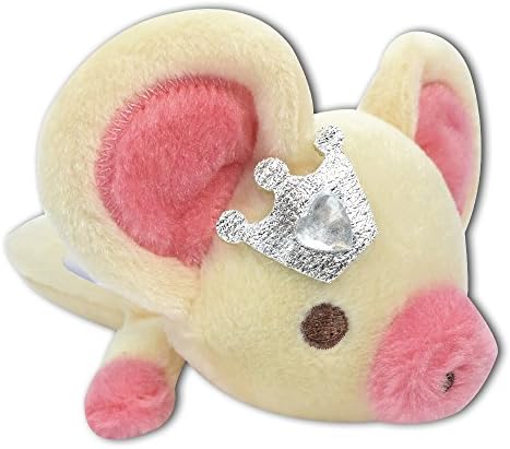 Laying Down Princess Pig w/ Heart Shape Rhinestone Crown Soft Plush Stuffed Animal Keychain Suction Cup
