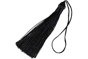 Silky Handmade Soft Tassels Floss Bookmark Tassels with Cord Loop for Jewelry Making, DIY Craft Projects, Bookmarks(Black)