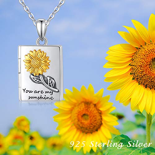 Waysles Sunflower Locket Necklace That Hold Pictures, You are My