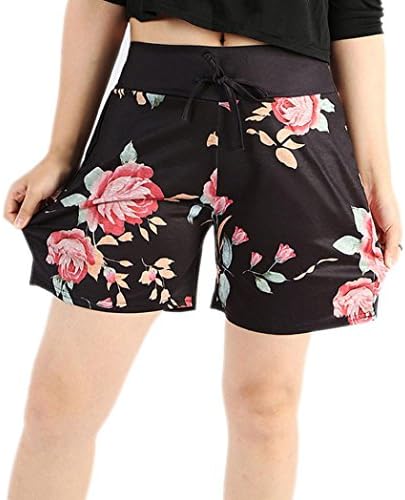 Hot Sale!Women Shorts Daoroka Ladies Sexy Floral High Elastic Waist Drawstring Casual Summer Beach Bohemian New Hot Pants (2XL, Black)