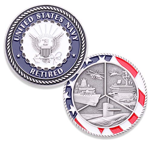 Coins For Anything, IncNavy Retired Challenge Coin - USN Retired Military Challenge Coin - Officially Licensed - Designed by Military Veterans