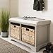 SAFAVIEH Home Collection Freddy Vintage Grey / Wicker Basket 2-Drawer Storage Bench with Cushion (Fully Assembled)
