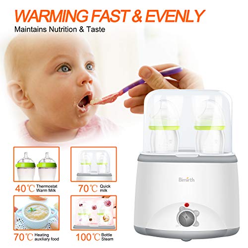 Baby Bottle Warmer Bottle Steam Food Heater Smart Thermostat Multi-Function Portable Fast Bottle Warmer with Evenly Warming Breast Milk Or Formula, Real-time Temperature, fit Most of Baby Bottles