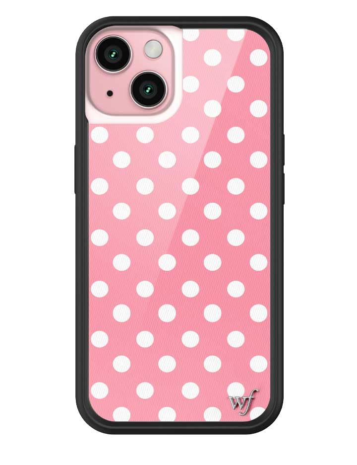 Photo 1 of Wildflower Cases - Pink Polka Dot, Compatible with Apple iPhone 15 | Bright Spotted White Aesthetic Cute Trendy - Protective Black Bumper, 4ft Drop Test Certified, Women Owned Small Business