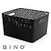 BINO T-Weave Woven Plastic Storage Basket, Large (Black)