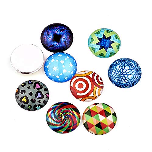 Craftdady 200Pcs Mosaic Printed Glass Flat Back Half Round Cabochons 20mm (3/4") Random Mixed Colors Photo Mosaic Tiles Dome Cabs