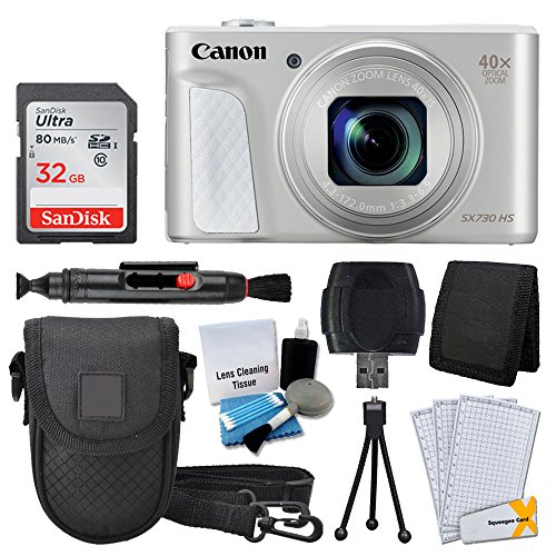 Canon PowerShot SX730 HS Digital Camera (Silver) + 32GB Memory Card