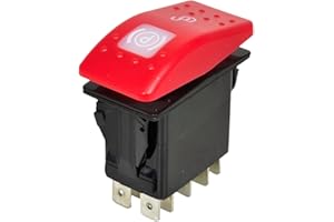 XYZIL Parking Brake Rocker Switch AT405202 Compatible with John Deere 328D 328E 329D 329E 332D 332E 333D 333E Track Skid Steer Loader Lock 9 Pin (ON)-Off-(ON) Red Light