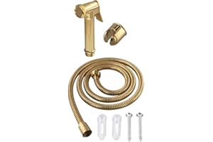 Gold Handheld Bidet Sprayer with Self-Cleaning Hose, Adjustable Water Pressure Bathroom Shower Head Kit, Premium Zinc Alloy C