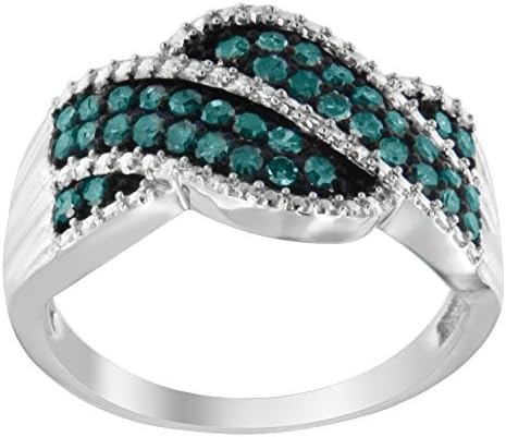 Sterling Silver Round-Cut Diamond Fashion Ring (0.50 cttw, Blue Color, I2-I3 Clarity)