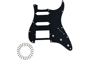 PHRILAM HSS 11 Hole Strat Pickguard ST Pick Guard Scratch Plate for Fender USA/Mexican Standard Stratocaster Modern Style Electric Guitar,Black 3ply