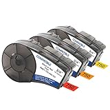 Samshion Compatible Label Tape Replacememt M21-750-595-YL/OR/RD 3/4 Label Tape, High Adhesion Vinyl Labels (Black on Yellow,Orange, Red) for 21-Plus,IDPAL,21-LAB -0.75