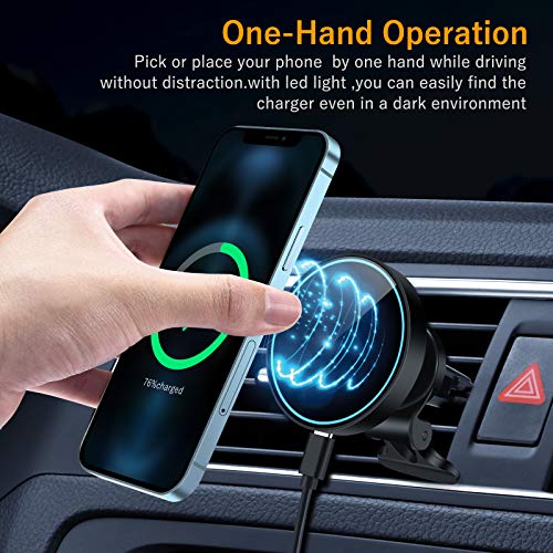HVDI MagSafe Car Wireless Charger 15W QI Fast Charging Air Vent Phone Holder,360