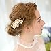 AW BRIDAL Wedding Hair Clip Bridal Hair Pieces Hair Combs for Women Pearl Hair Barrettes Wedding Hair Accessories for Brides (Gold)