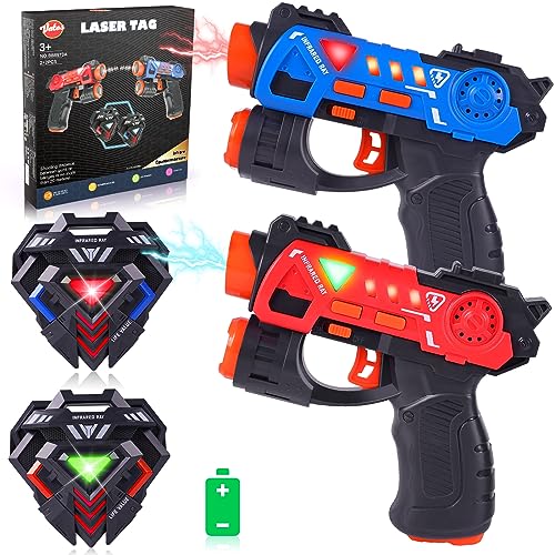 VATOS Laser Tag Set, 2 Mini Guns with Badges, for 2 Players Indoor and Outdoor, Group Activity for Kids Ages 4-7