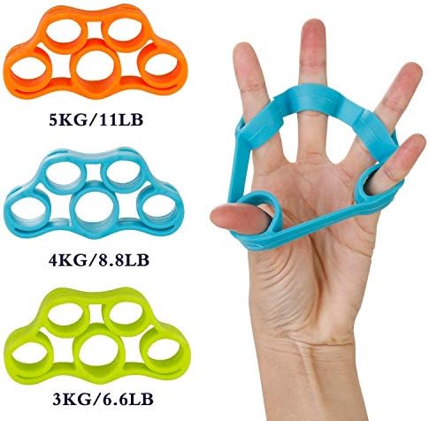 YoopGe Finger Stretcher Hand Resistance Bands 3 Pack Finger Exerciser Strength Extensor Trainer for Arthritis Carpal Tunnel Exercise Piano Bass Kids - Strengthens Fingers, Forearm, Wrist