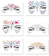 FACEGEM LONDON 6 PCS Face Gems Adhesive Glitter Jewel Sticker Set Z6ZAKMIX-A