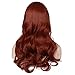 ColorGround Long Wavy Mid-Split Reddish Brown Wig for Women