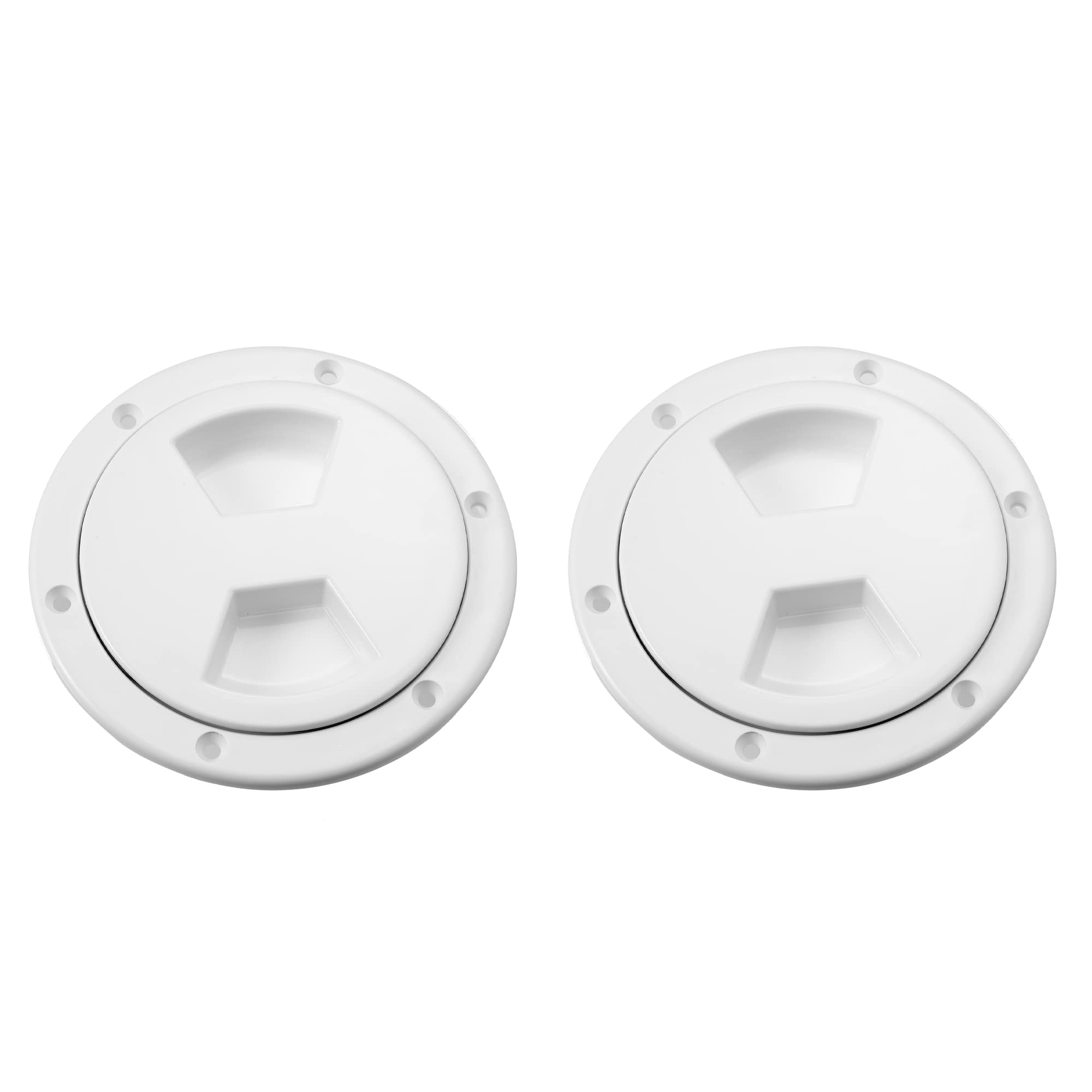 X AUTOHAUX 2pcs 4" Boat Inspection Deck Plate Hatch W/Detachable Cover White