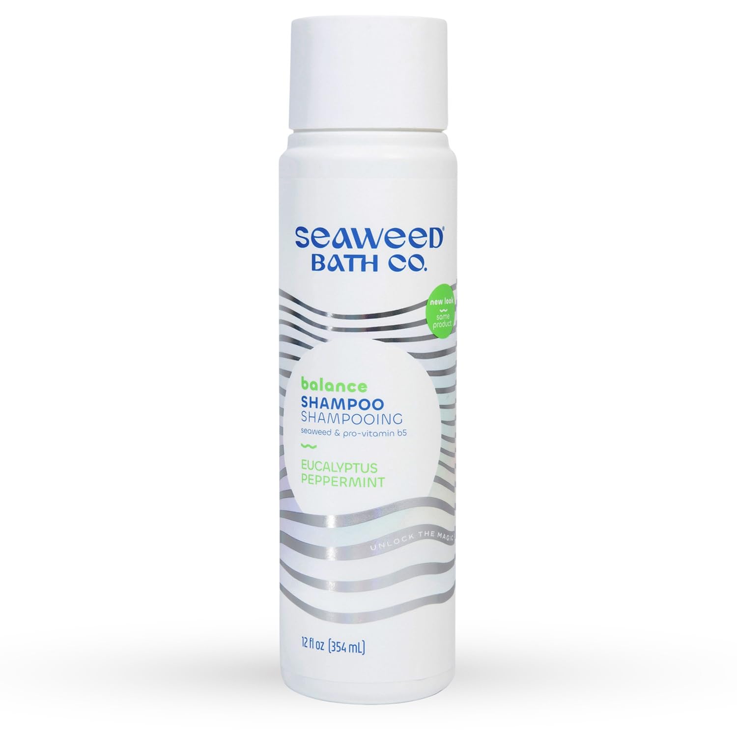 Seaweed Bath Co. Balance Shampoo, Eucalyptus Peppermint Scent, 12 Ounce, Sustainably Harvested Seaweed, Pro Vitamin B5, For Normal to Oily Hair