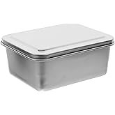 PRETYZOOM Stainless Steel Cake Tray with Lid 9.05X5.90X2.36 Inch Nonstick Baking Mold for Tiramisu Bread Dessert Kitchen Bakeware