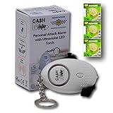 Minder 2 in 1 UV Forged Fake Counterfeit Cash Bank Note Bill Currency Money ID Keyring with 140db Personal Alarm (With Extra Batteries)