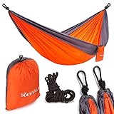 Soufull Double Camping Hammock Outdoor Portable Hammocks with 2 Rope,For Backpacking, Camping, Travel, Beach, Yard. Bigger Size 126”L × 79”W, Up To 500 lbs,Quick&Easy Setup