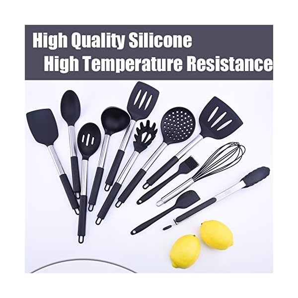 Silicone-Kitchen-Utensils-Set30-Pcs-Silicone-Cooking-Utensils-SetStainless-Steel-Cooking-Utensils-Heat-Resistant-CookwareCooking-Tools-with-Holder-for-Non-Stick-Pans-Black Silicone Kitchen Utensils Set,30 Pcs Silicone Cooking Utensils Set,Stainless Steel Cooking Utensils Heat Resistant…