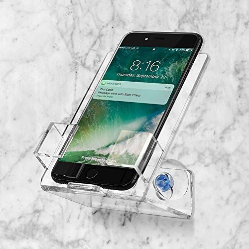 Bath &amp; Shower Car Cell Phone Case Stand Holder. Caddy Tray Mount With Two Powerful Strong Suction Cups Perfect For All Phones Iphone Galaxy. Clear Acrylic By House Ur Home … (2)