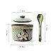 DoDola Ceramics Retro Flower Sugar Bowl with Lid and Spoon 5.5 Ounces Green