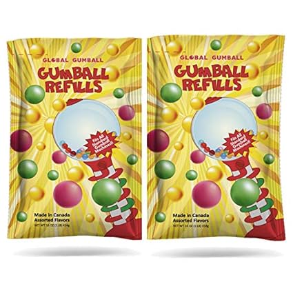 Global Gumball Bubble Gum Balls Refill For Gumball Machine 2 Packs 05 Inch 13 Mm Bulk Gum 2 Lb 520pcs