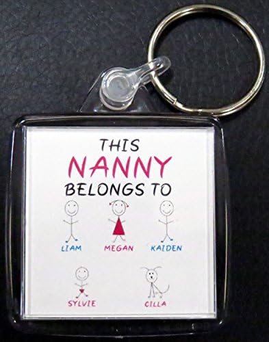 This Nanny Belongs to. Customisable Keyring - Suitable for up to 8 Names. Perfect for Father's Day, Birthday, Christmas or a Gift.