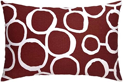 Cotton Canvas Circle Two Side Accent Decorative Throw Rectangular Lumbar Pillow Cover (Brown/White for 12 x 18 Inserts)