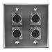 Seismic Audio SA-PLATE30 Stainless Steel Wall Plate -2 Gang with 4 XLR Female Connectors for Cable Installation