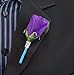 Angel Isabella 2pc Set: Bouquet and Rose Boutonniere - Turquoise, White, Purple with Silver Accents
