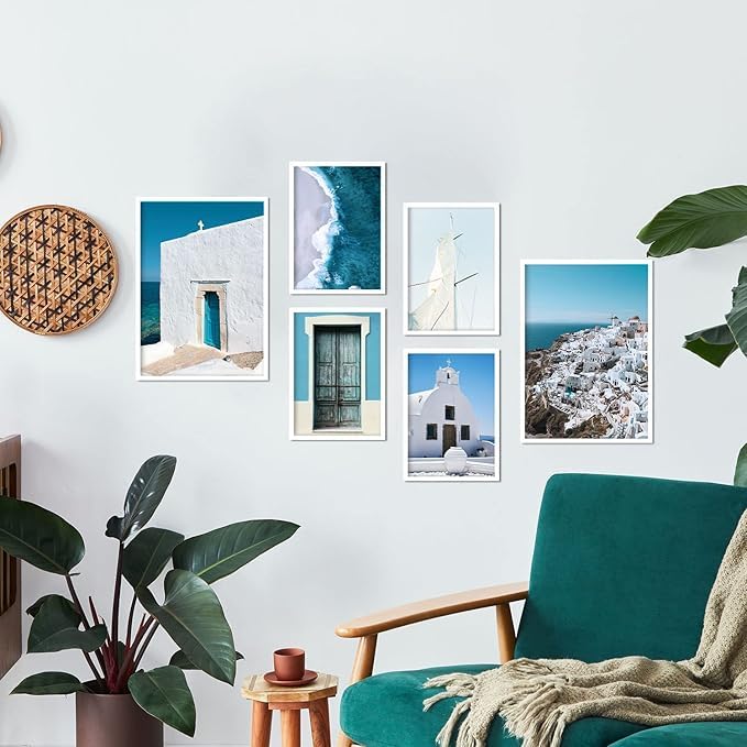 Nacnic - Set of 6 Grey Mountain Pictures - Photography-style Wall Art Print for Interior Decoration - Natural Landscapes - A3 & A4 - Unframed