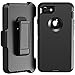 LongRise iPhone 8 Plus Case, Shockproof Robost 4 Layer Rugged Case Compatiable with iPhone 7 Plus & iPhone 8 Plus with Belt Clip Holster Stand(Black)