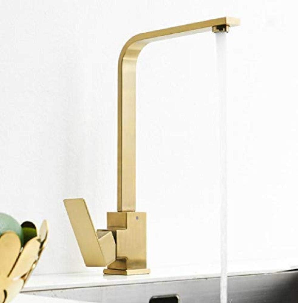 Grifo Oro cepillado Grifo de agua fría y caliente Fregadero de cocina