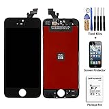 cellphoneage® White for iPhone 5 5G LCD Replacement screen Display Glass Touch Screen Digitizer Assembly kit with Free screen protector (Black)