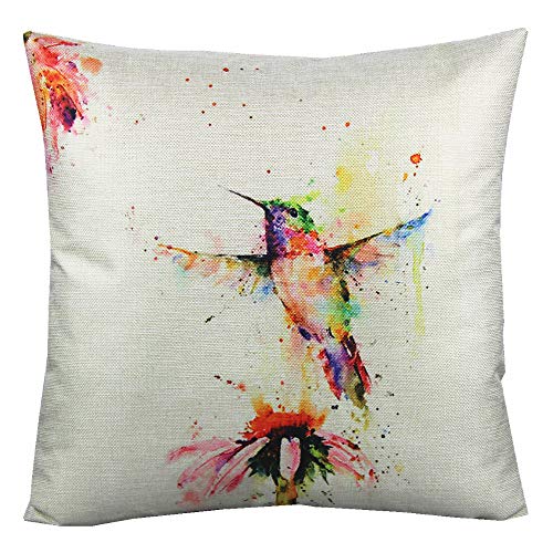 VAKADO Birds Outdoor Throw Pillow Covers Watercolor Painting Floral