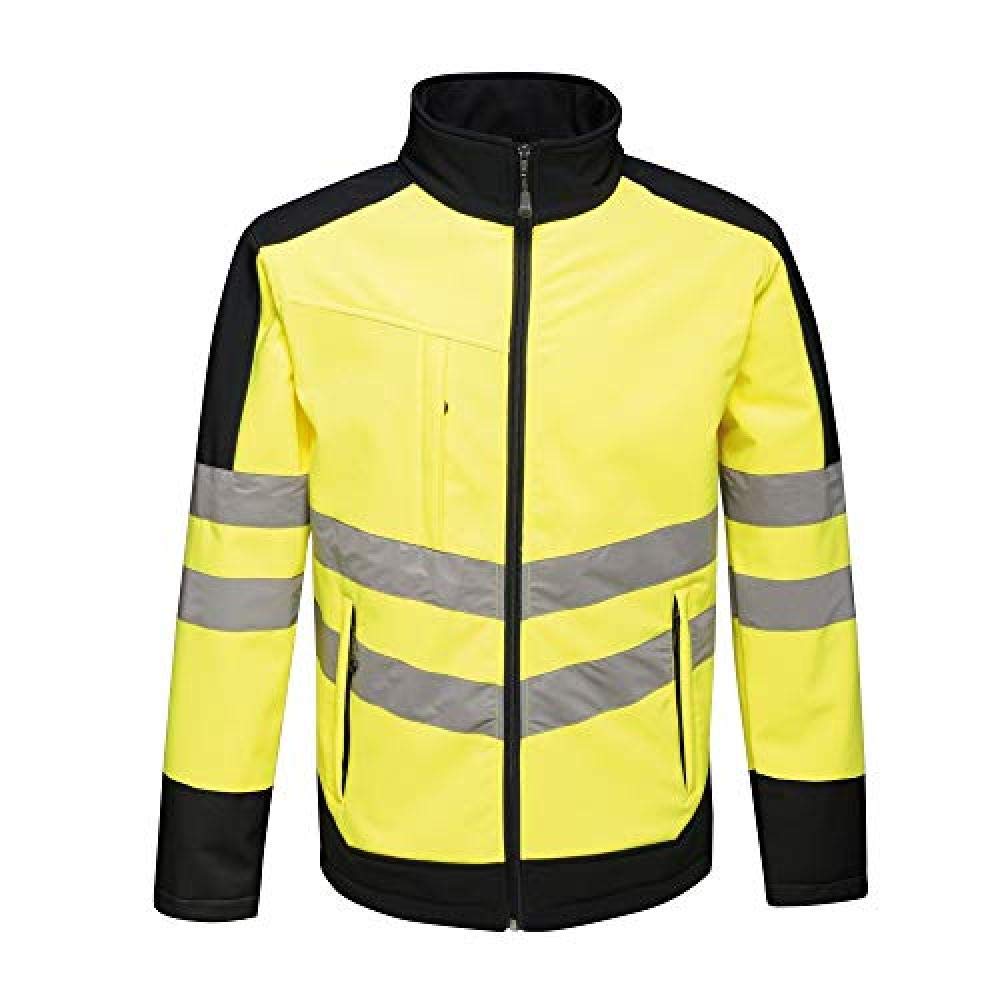 Regatta TRA625 20780 Professional Hi-Vis Waterproof and Breathable Softshell Jacket, Yellow/Navy, XL