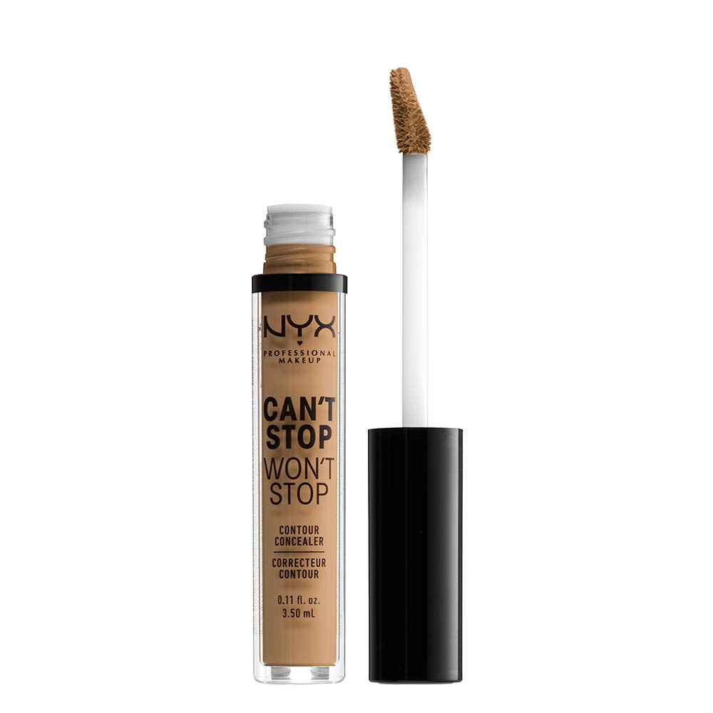 NYX Professional Full Coverage Concealer, 24 Hour Longevity, Can't Stop Won't Stop Contour Makeup Concealer, Matte Finish, Shine Control, Long Lasting, Vegan Formula, Shade: Golden
