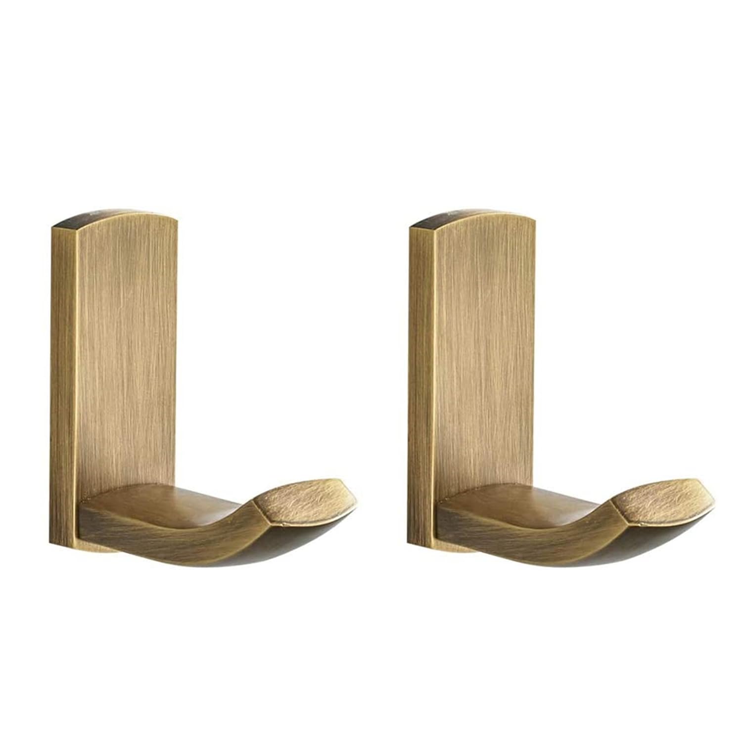 Flybath Coat Hooks Antique Brass Shower Towel Robe Hook for Hanging Bathroom Kitchen Hooks Wall Mounted, Brushed Brass - 2 Pack