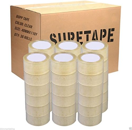 Sure Tape 36 ROLLS 2" X 110 Yards (330 ft) 1.76 mic Clear Packing Shipping Storage Box Not Cheap Thin Sealing Packaging Tape