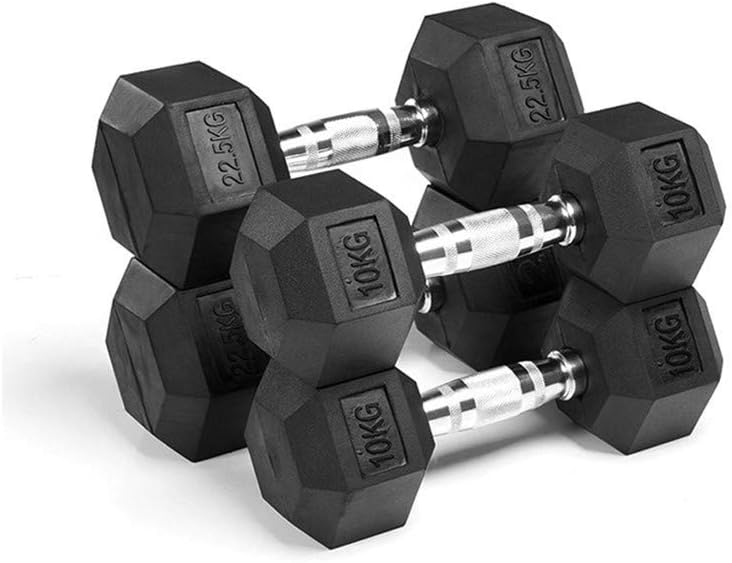 Sihui 1pcs 5kg 2.5kgx2pcs Hexagonal Rubberized Dumbbell Gym Dedicated Fixed Dumbbell Mens Fitness Training Arm Muscle (Optional 10 15 20KG)