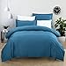 SUSYBAO Twin Size Duvet Cover 100% Cotton Teal Duvet Cover 2 Pieces Set 1 Soft Teal Duvet Cover with Zipper Closure Ties 1 Pillow Sham Single Teal Bedding Set Lightweight